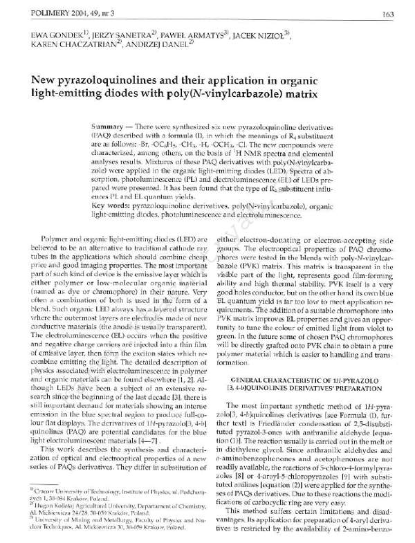Khachatryan - Nowe pirazolochinoliny i ich zastosowanie