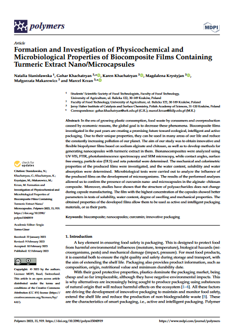Biocomposite Films Containing Turmeric Extract Nano/Microcapsules  - K. Khachatryan